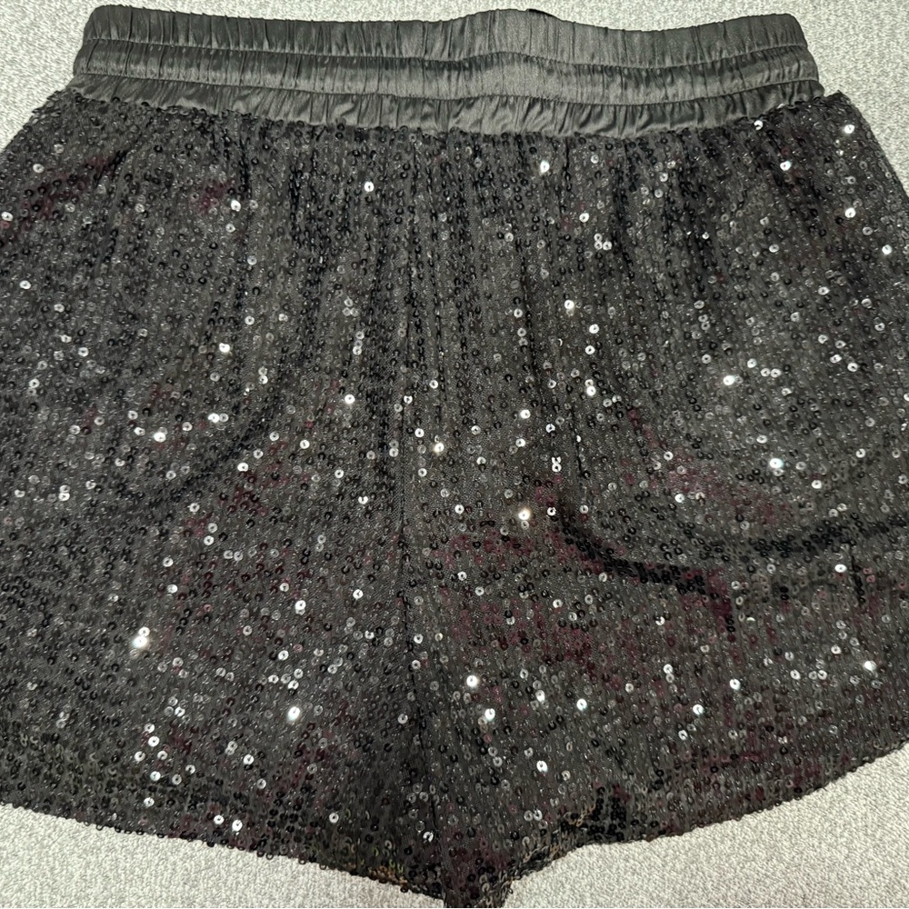 White Birch Black Sequin High Waist Shorts